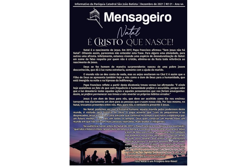 Acesse versão digital do Mensageiro de dezembro