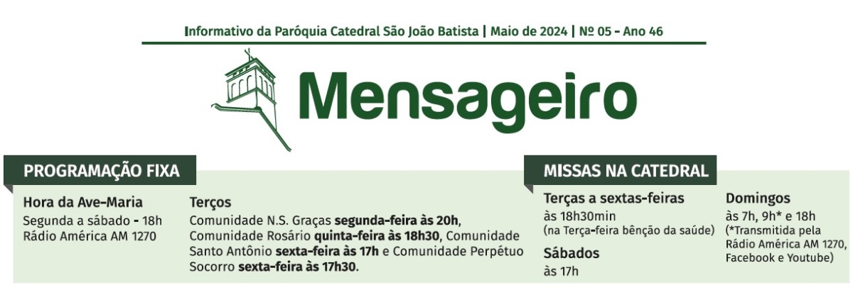 Confira nosso informativo para o mês de maio de 2024